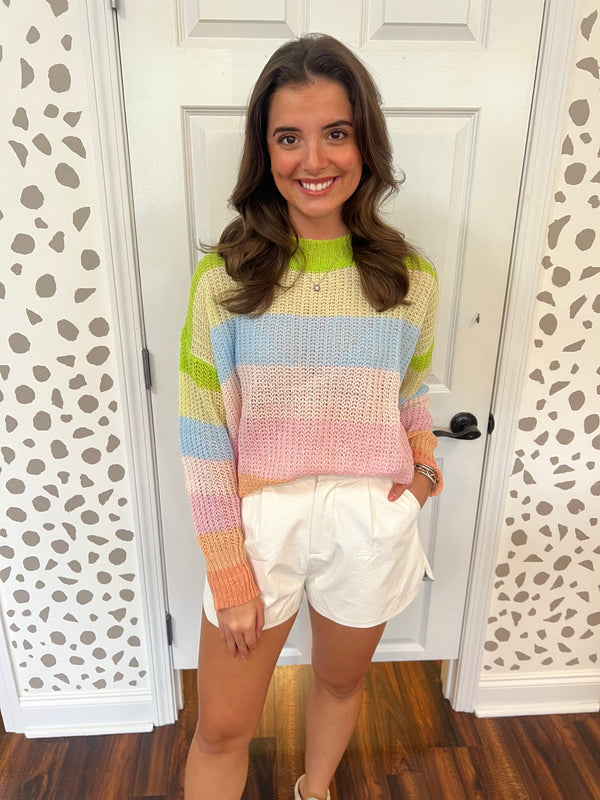 Rainbow Stripe Knit Sweater