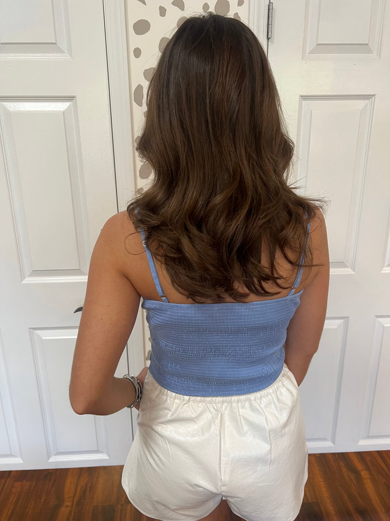 Chambray Bow Crop Top