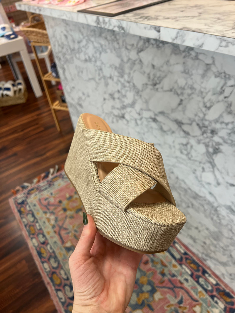 Criss Cross Gold Slide Wedge