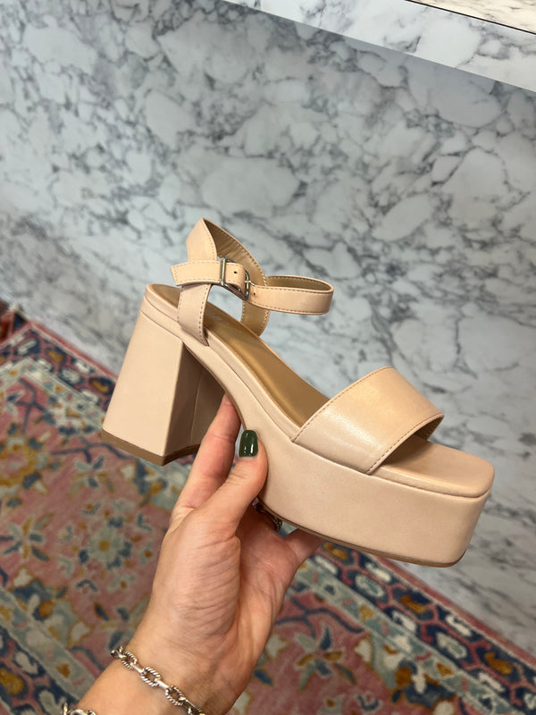 Nude Block Heel Platform