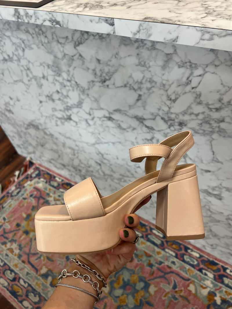 Nude Block Heel Platform