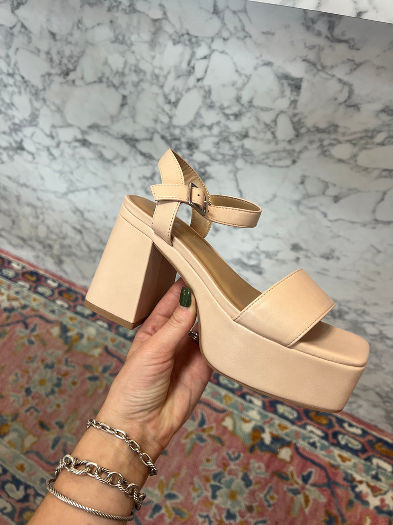 Nude Block Heel Platform