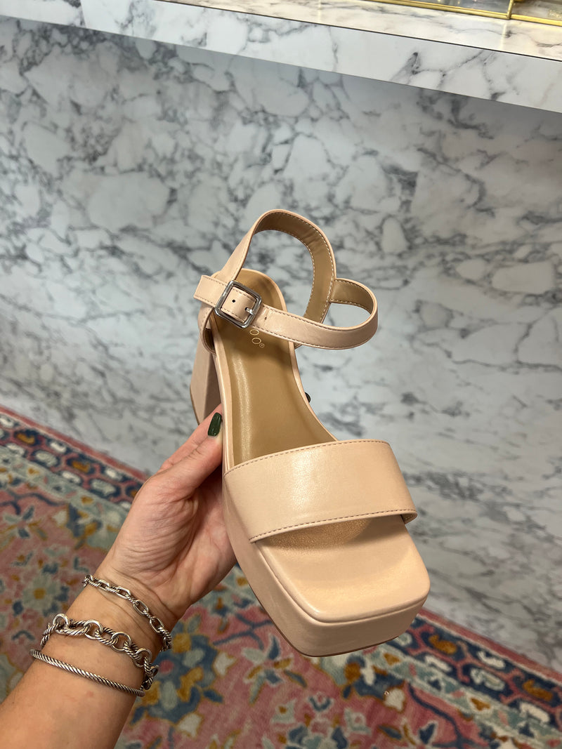 Nude Block Heel Platform