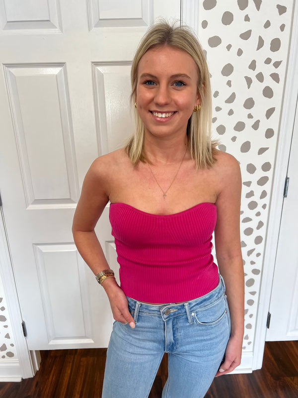 Pink Knit Tube Top