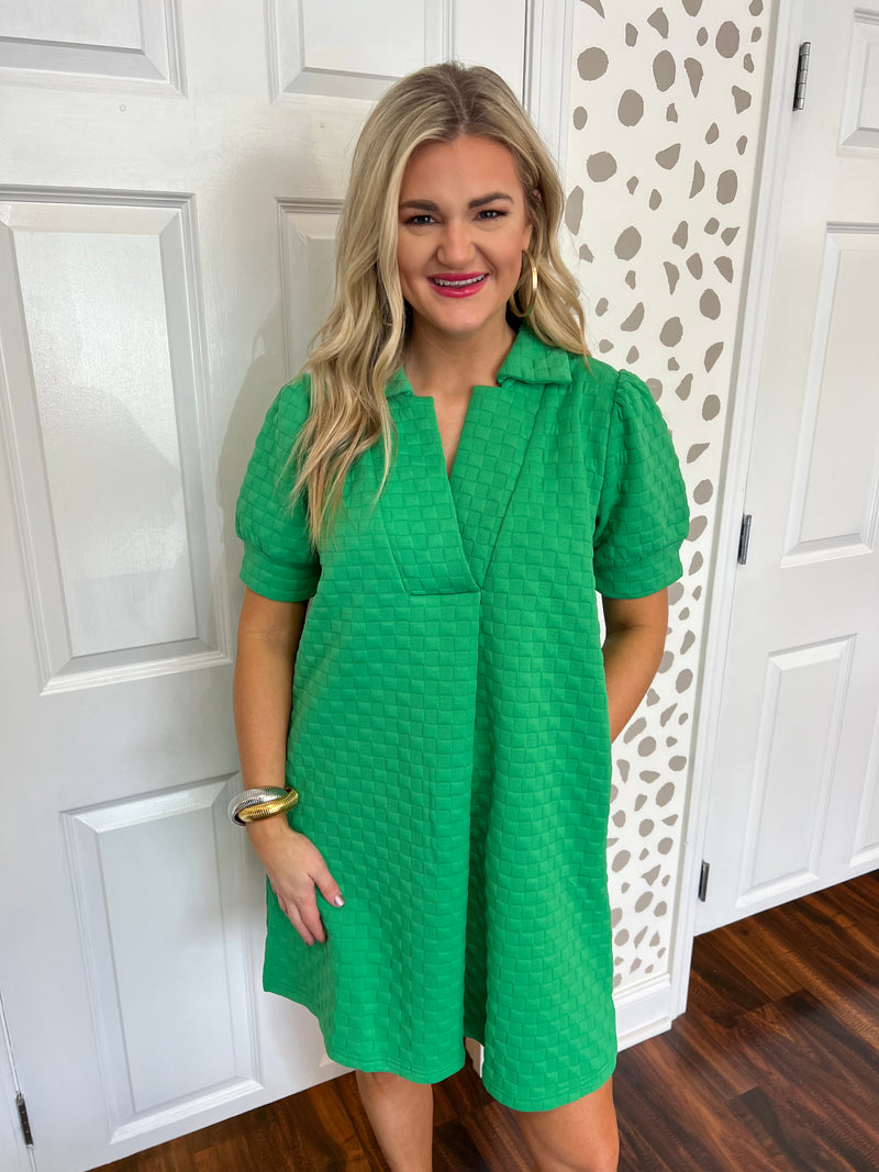 Kelly Green Textured Dress