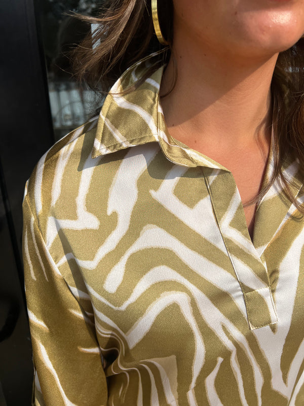Olive Stripe Silk Dress