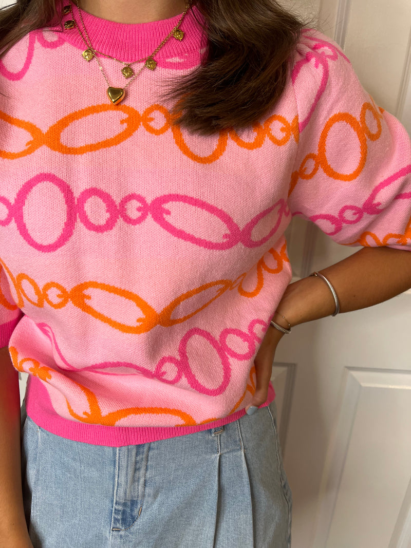 Pink Chain Link Sweater