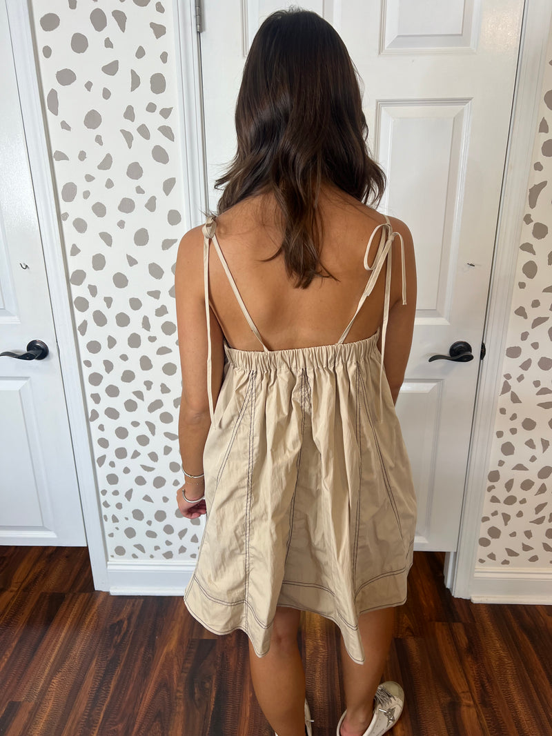 Taupe Stitch Mini Dress