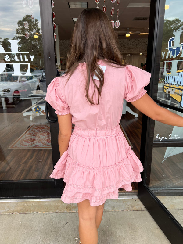 Rose Ruffle Mini Dress