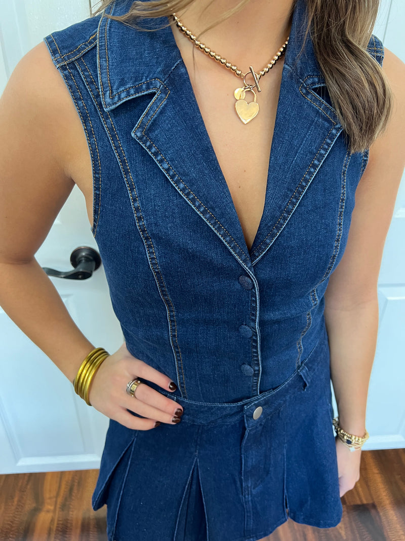 Sleeveless Denim Bodysuit