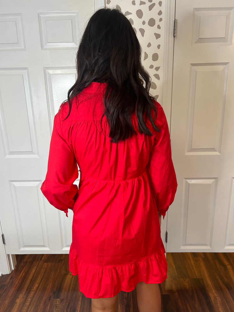 Red Mini Shirt Dress