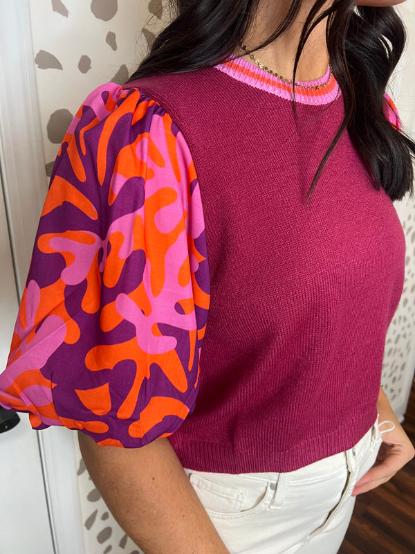 Groovy Sleeve Crop Sweater