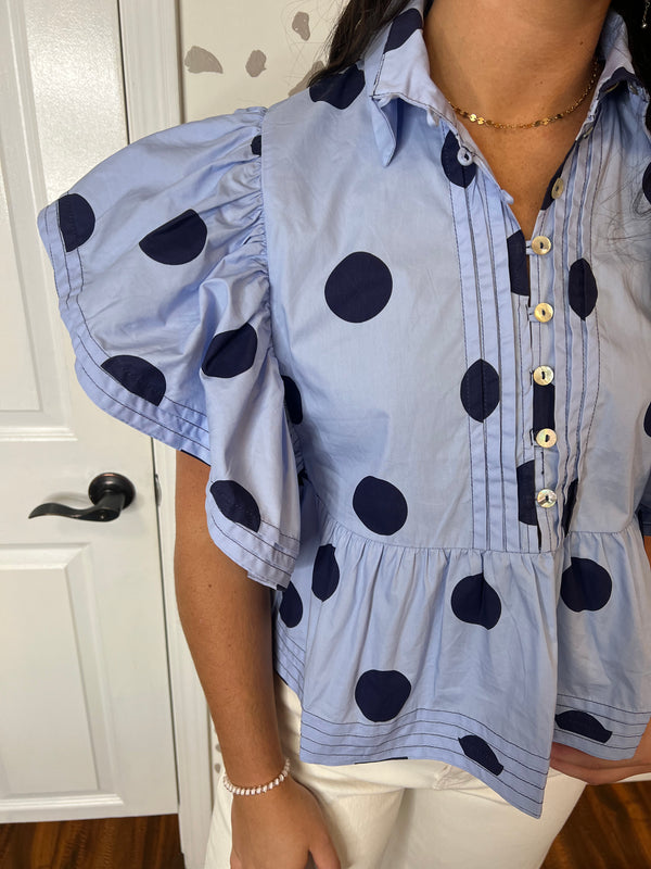 Blue/Navy Polka Dot Top