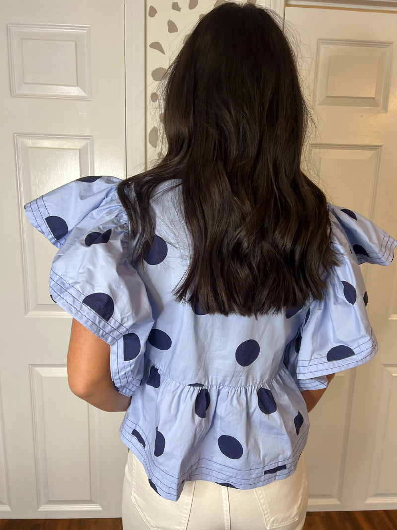 Blue/Navy Polka Dot Top