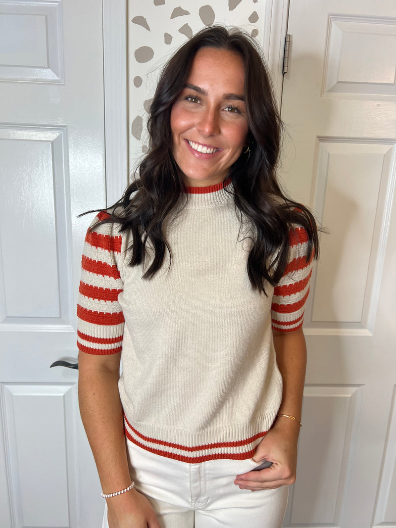 Rust Stripe Sweater Top