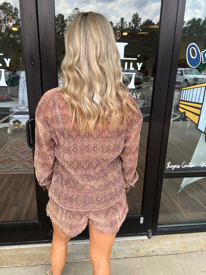 Metallic Snake Shorts