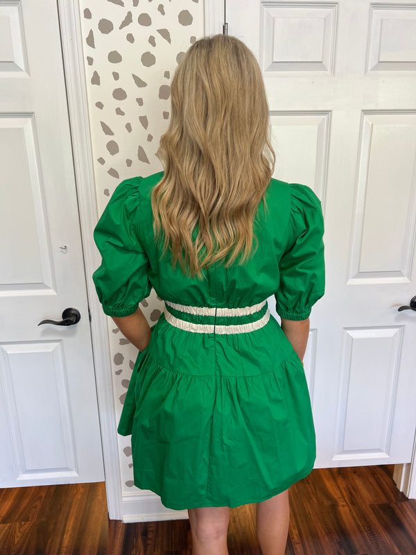 Green Double Waist Band Dress