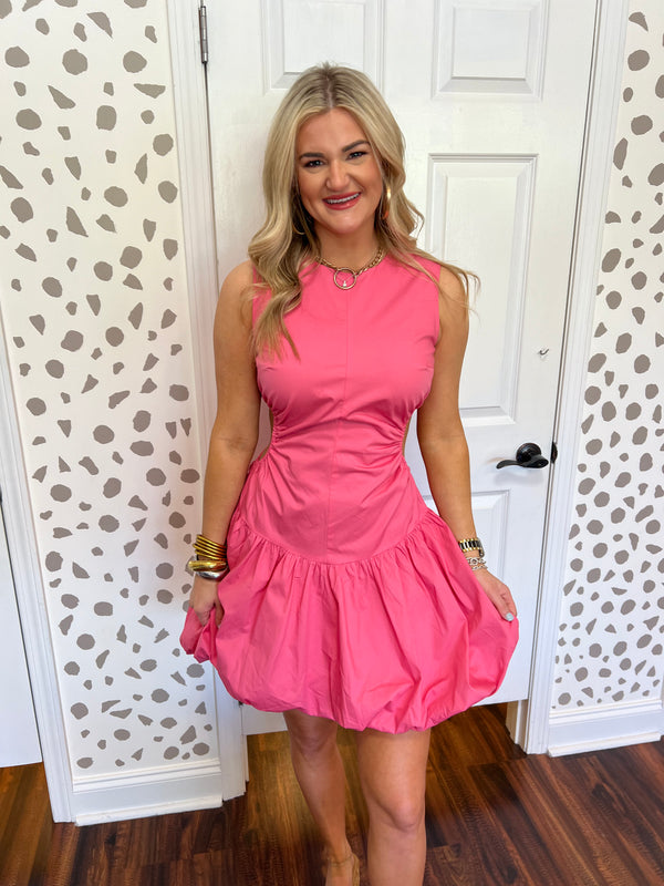 Bubble Hem Pink Dress