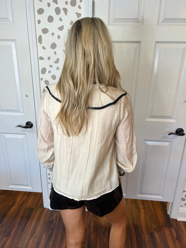 Black Hem Cream Top