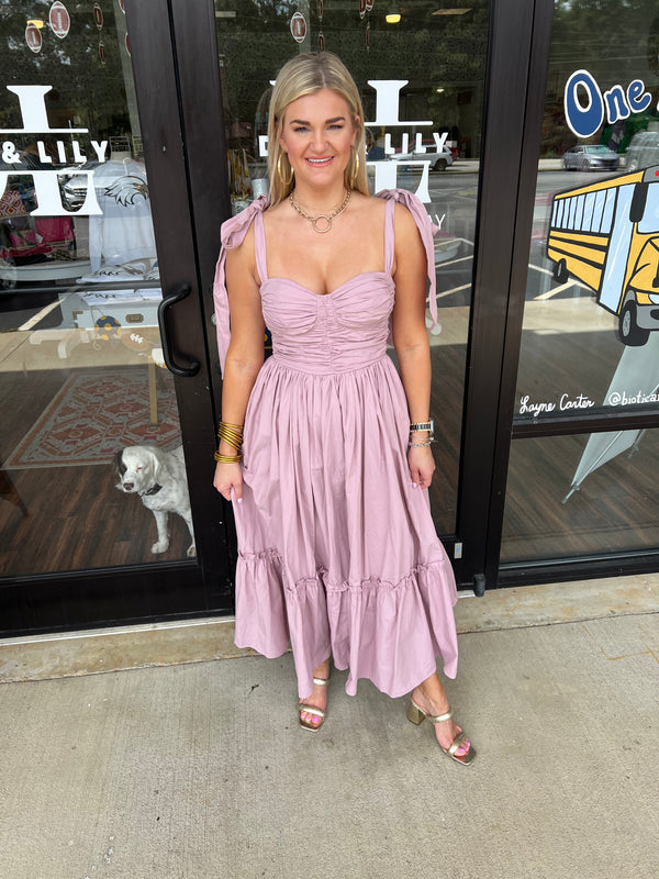 Dusty Mauve Midi Dress