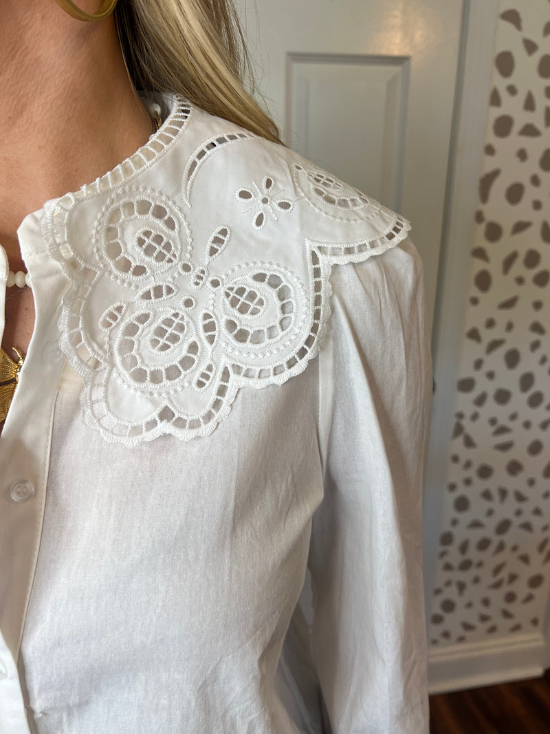 Statement Collar White Button Down