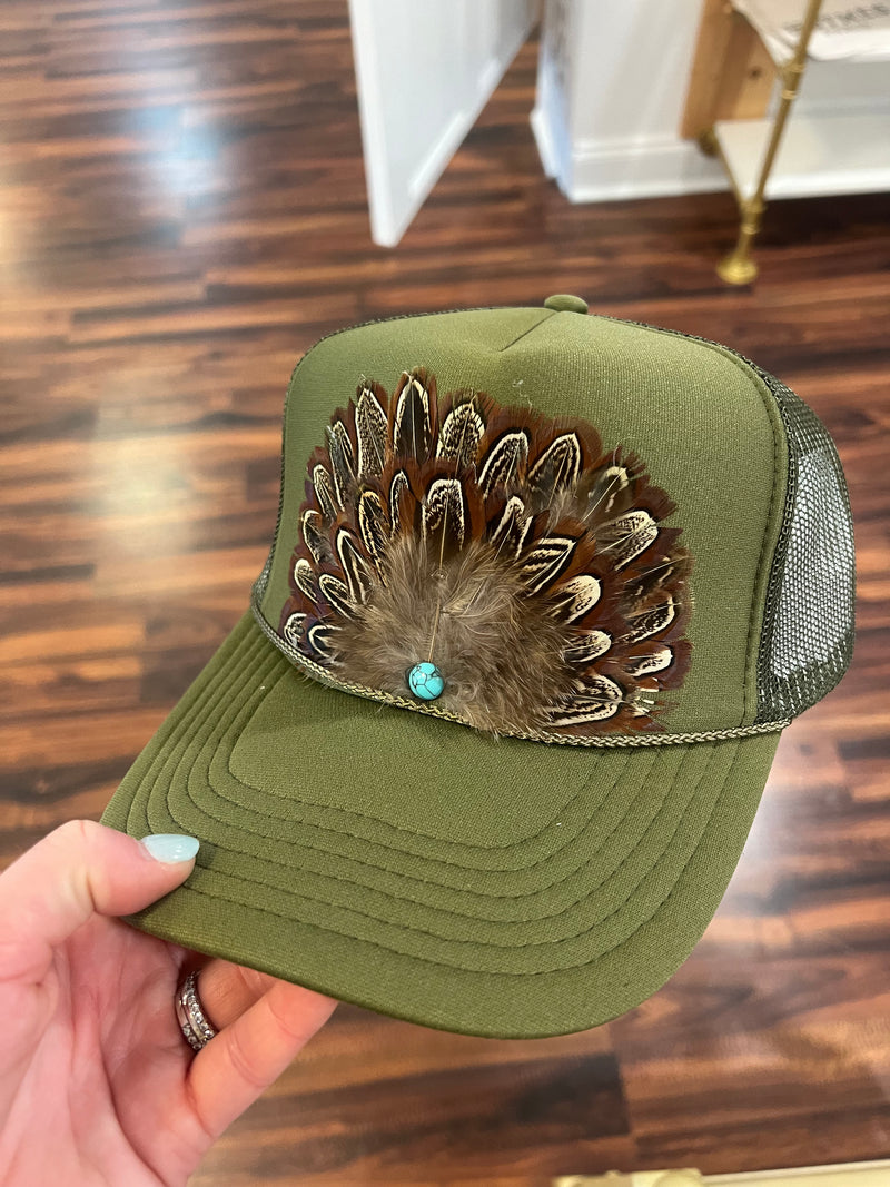 Turkey Feather Trucker Hat