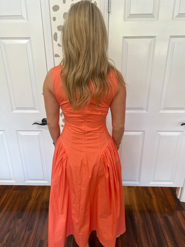 Orange Drop Waist Maxi Dress