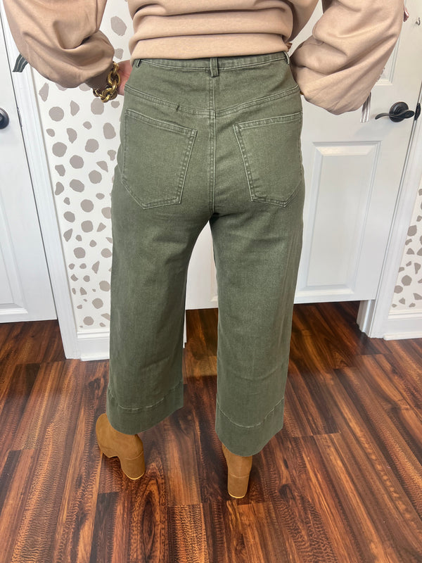 Front Seam Pants: Olive