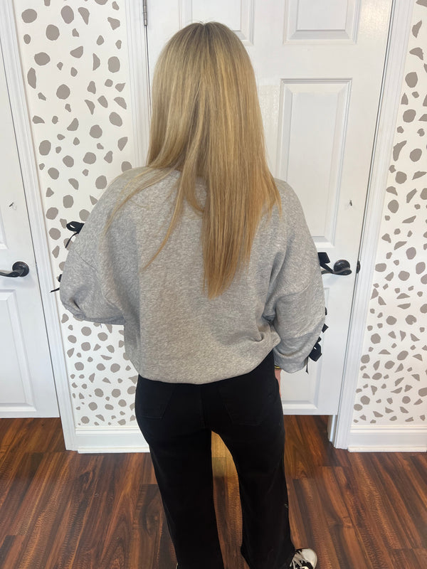 Heather Grey Bow Sweatshirt