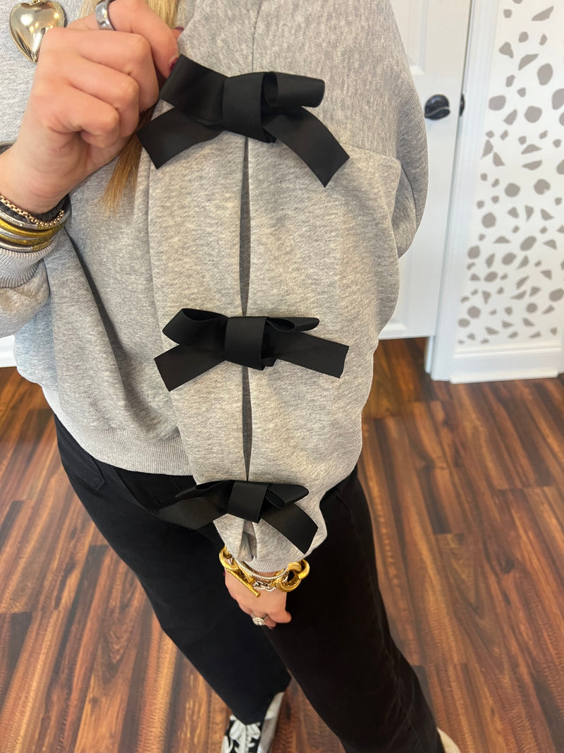 Heather Grey Bow Sweatshirt