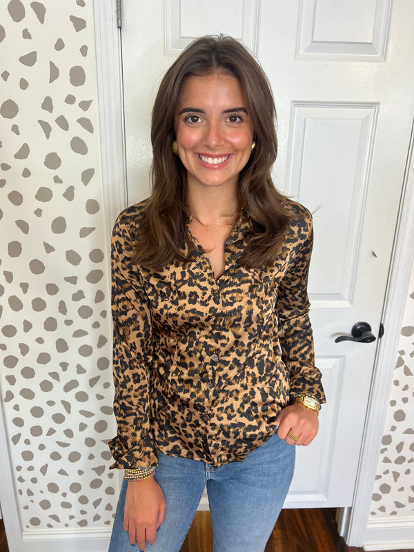 Leopard Silk Button-down