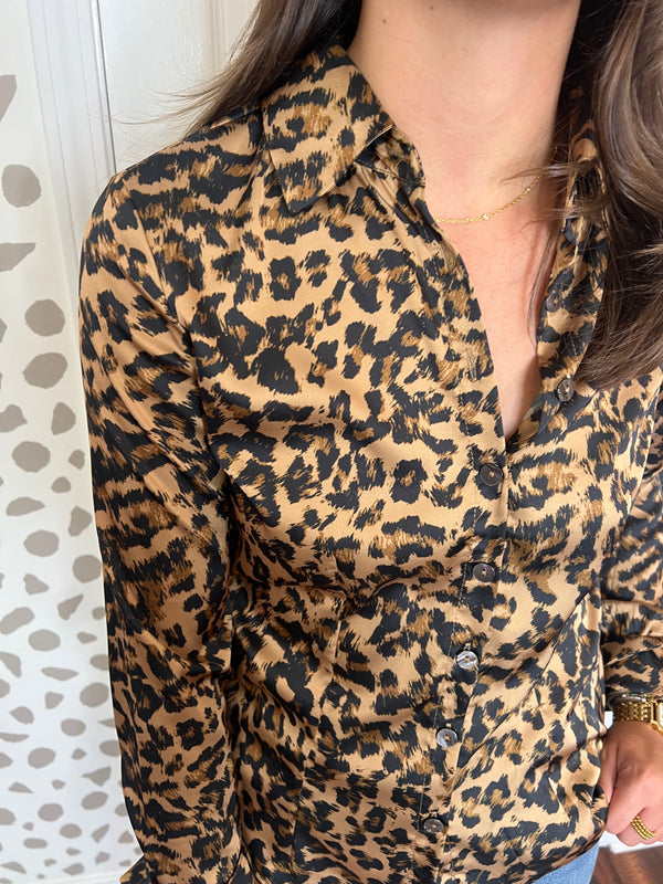 Leopard Silk Button-down