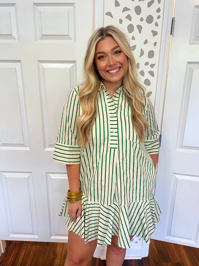 Green/Black Stripe Dress