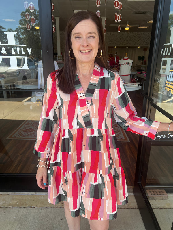 Red Forest Abstract Dress