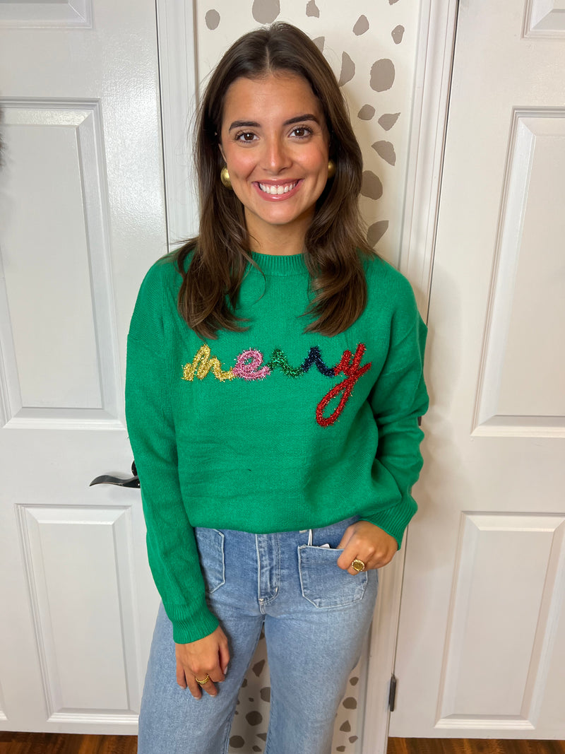 Hunter Green Merry Sweater