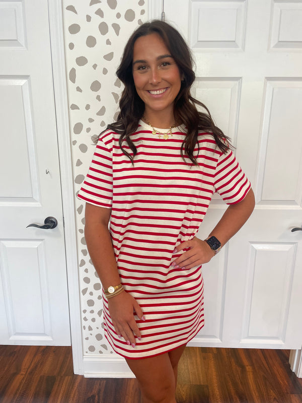 Red Stripe t-shirt Dress
