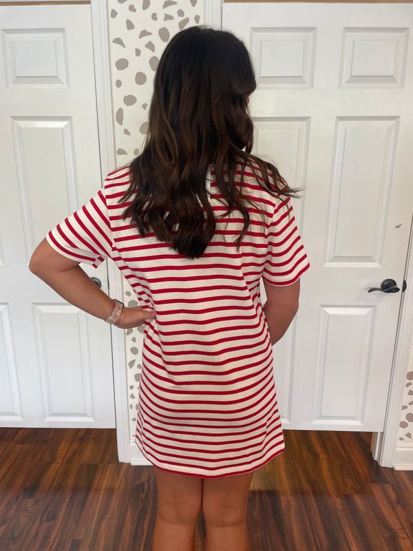 Red Stripe t-shirt Dress