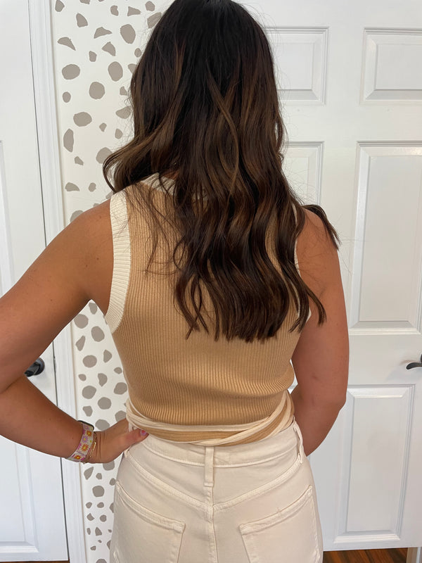 Taupe Knit Wave Tank