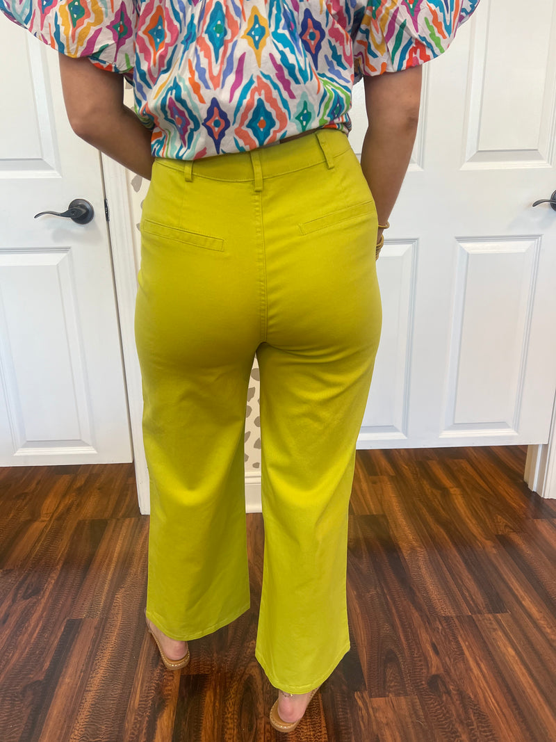 Front Pocket Pants- Lime