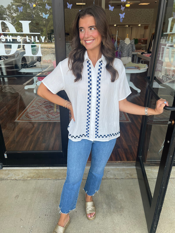 Navy Check Button-down