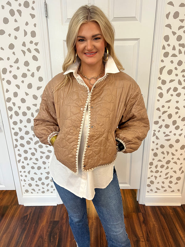 Star Quilted Taupe Jacket