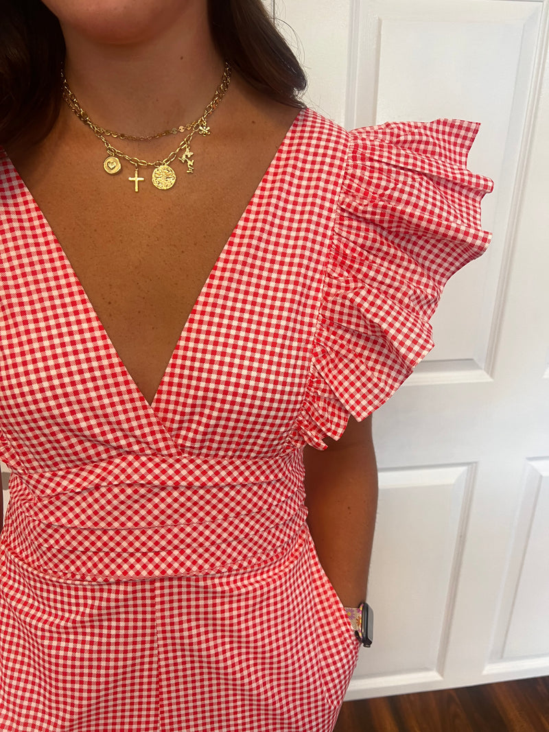 Red Gingham Romper