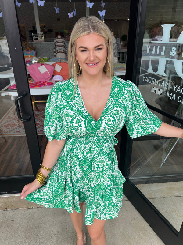 Green/White Combo Dress
