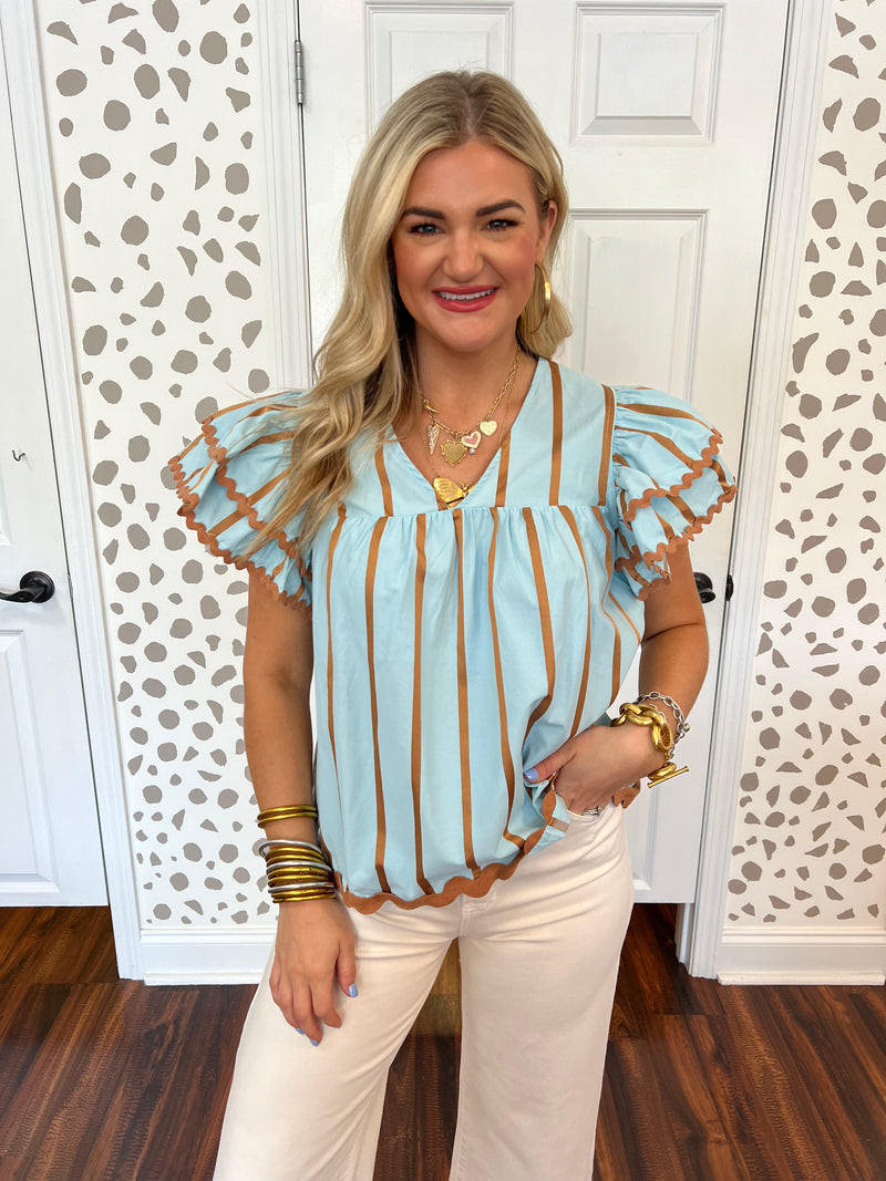 Blue Rust Stripe Top