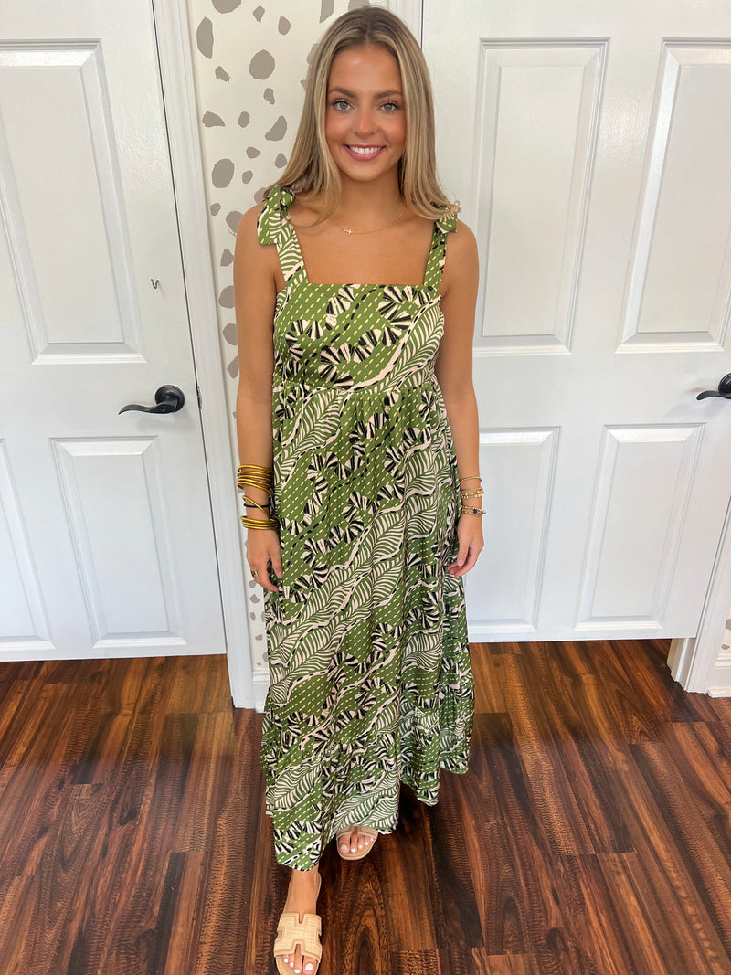 Olive Silk Maxi Dress