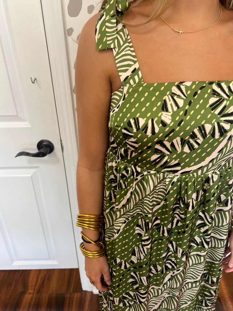 Olive Silk Maxi Dress