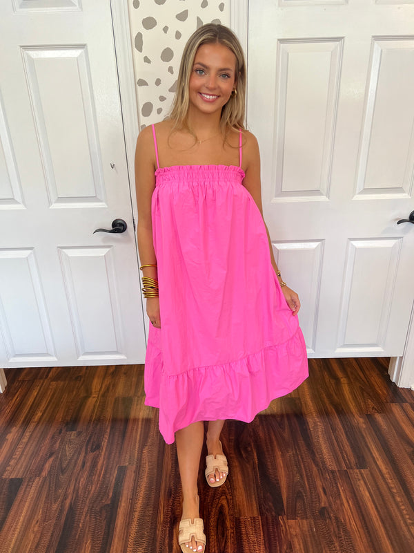 Bright Pink Midi Dress