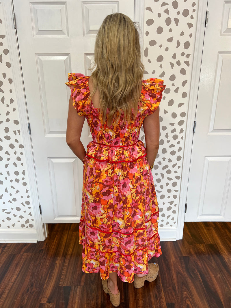 Mollie Multi Red Floral Dress