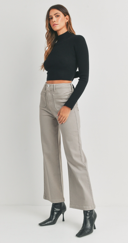 Patch Pocket Wide Leg- Moonstone