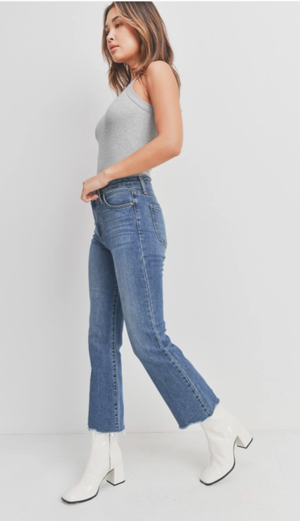 Medium Wash Vintage Cropped Flare Jean